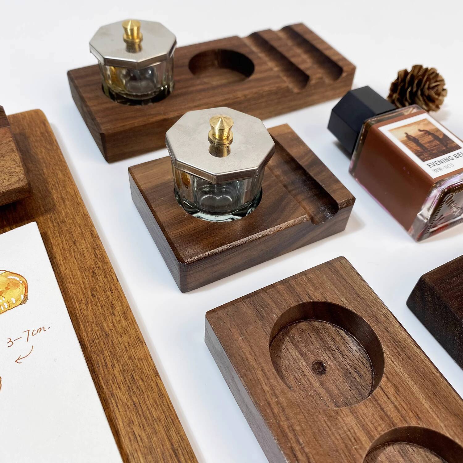 Calligraphy Ink Bottle - Tempat Tinta Pena Istirahat Kayu Berdiri