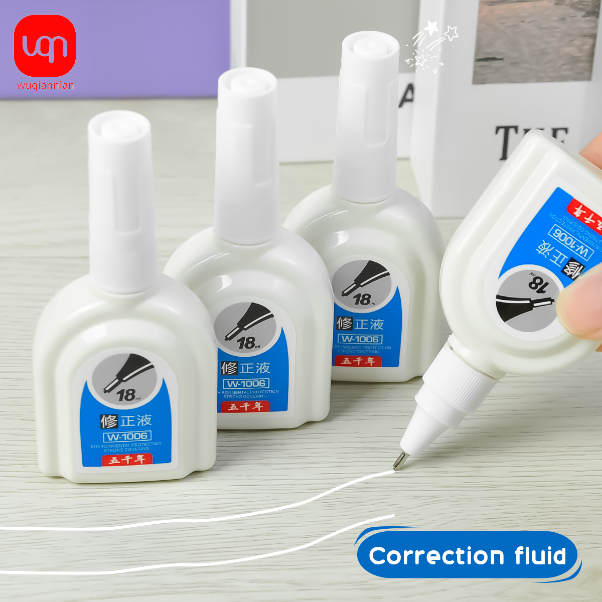 Correction Fluid White - WQN-1/3/6PCS Cairan Koreksi Putih Sederhana 18ml,
