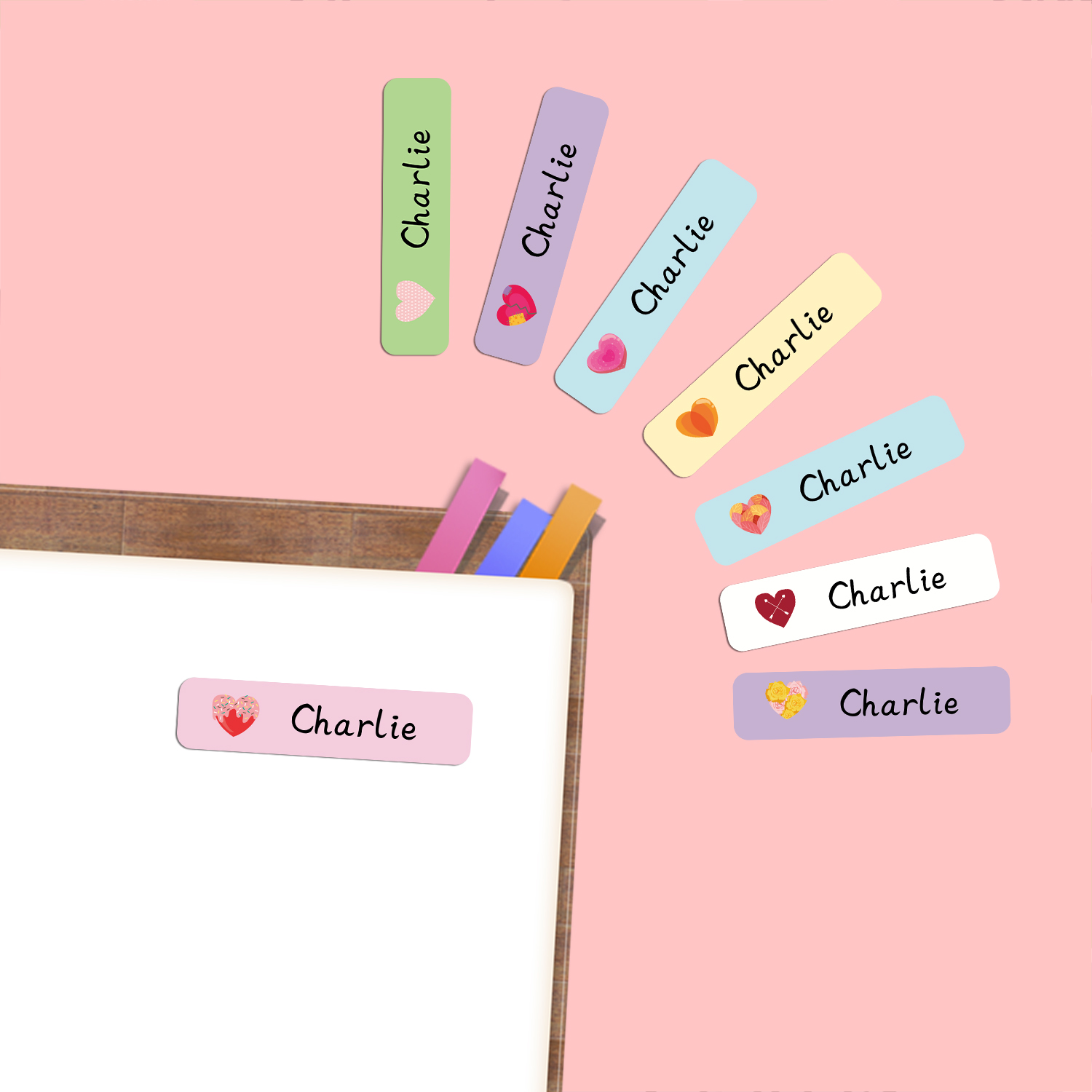 Stiker Label Nama Bentuk Hati  - Stationery Supplier ulasan dan harga