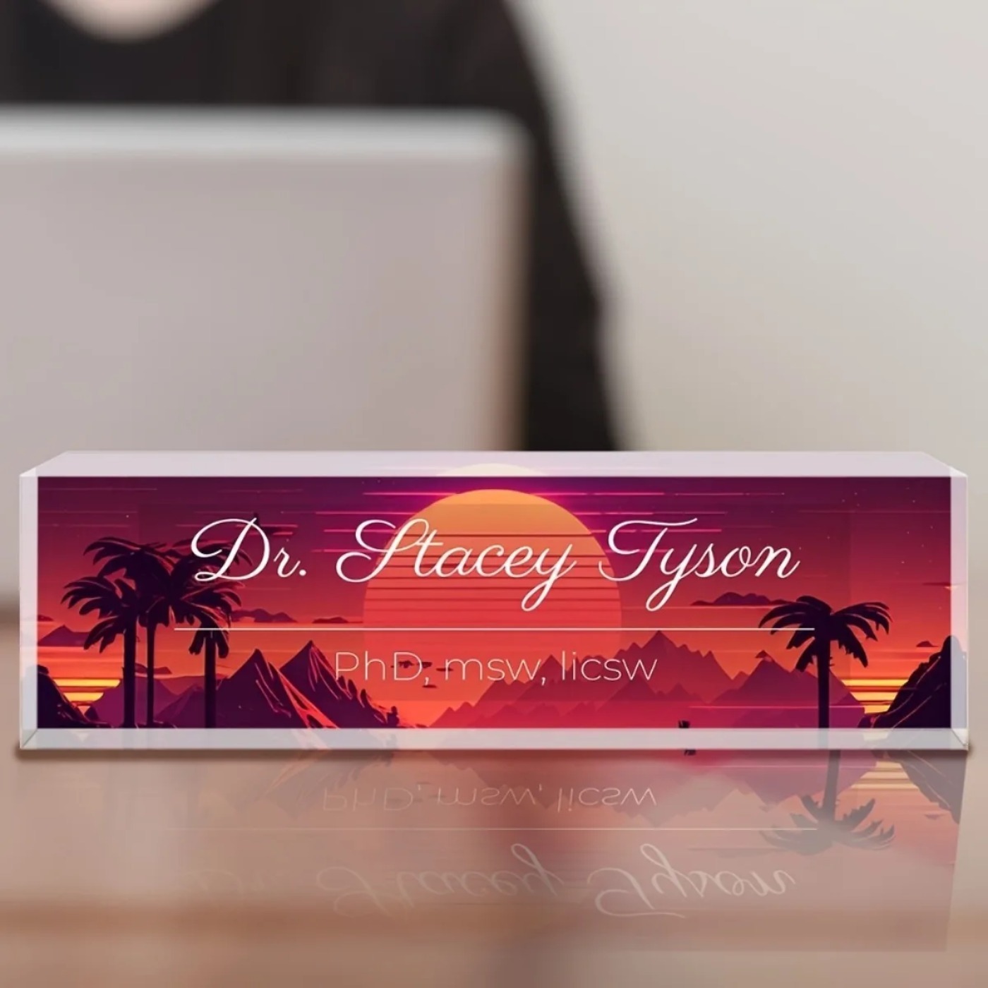 [2D Flat] Desain Sunset, Papan - Desk Name Plate ulasan dan harga